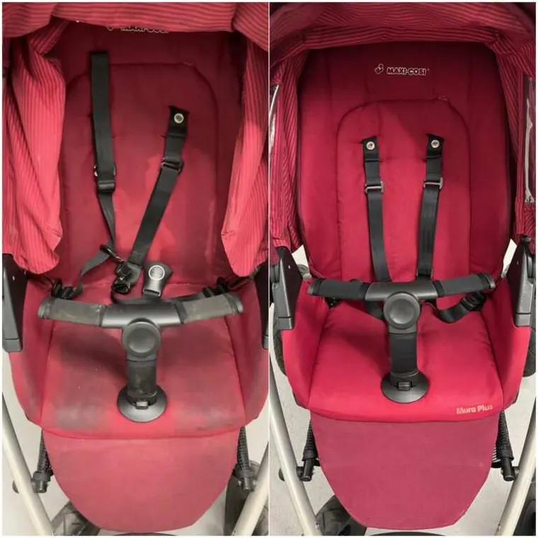 Kinderwagen vorher und nachher gereinigt