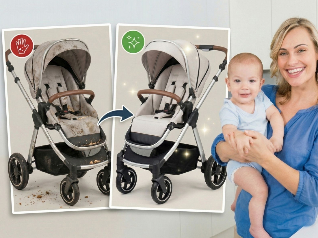 Kinderwagen Vorher-Nachher Reinigung